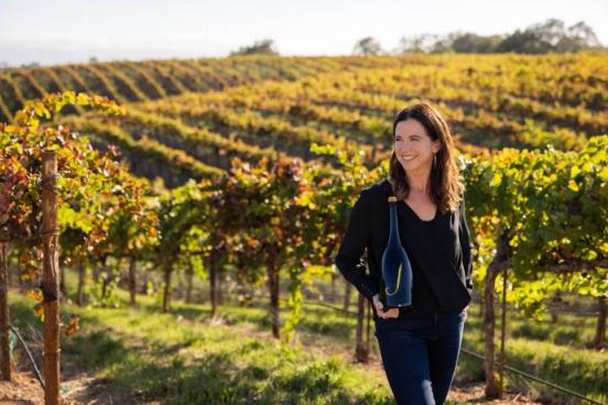 Nicole Hitchcock in vineyard