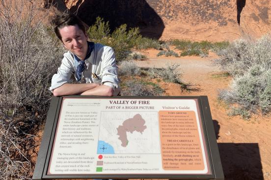 Patrick Lawler with interpretive signage