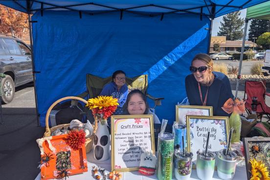 Farmer's market stand created by Pinney and students