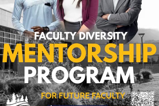 Decorative flyer for the Faculty Diversity Mentorship Program at Mendocino College