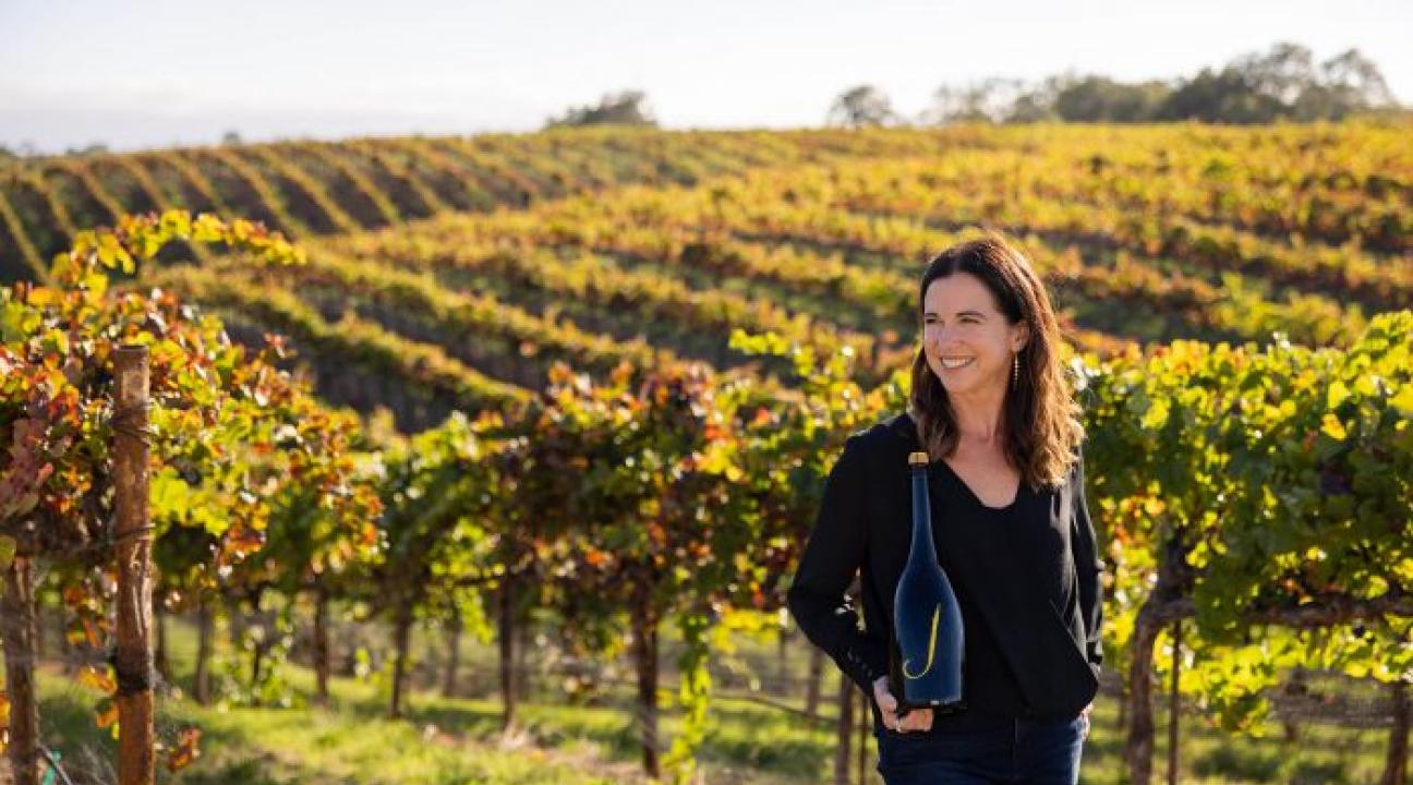 Nicole Hitchcock in vineyard