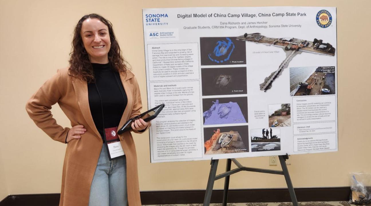 Dana Richards presenting poster at conference