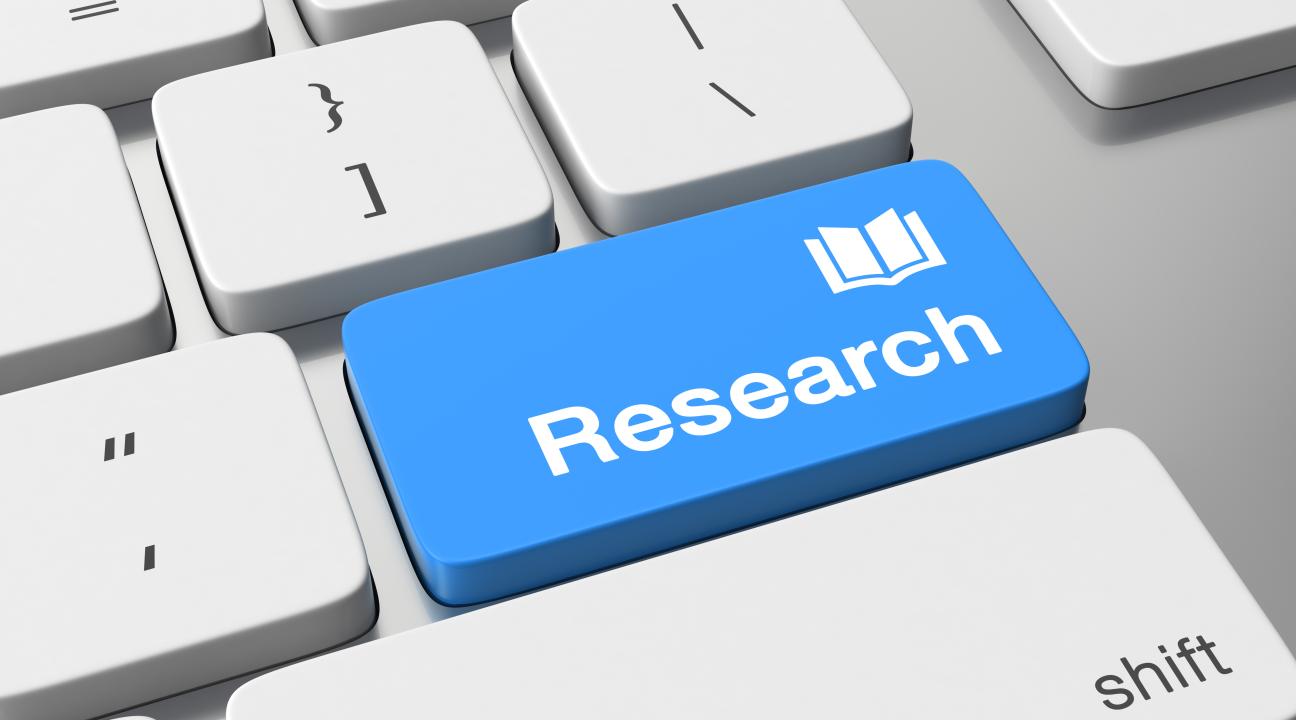 Decorative image of "research" button on computer keyboard