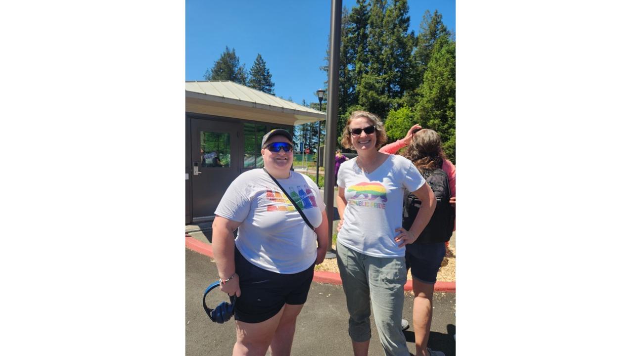 Xander Sterling and Alexis Boutin at the Pride Flag event