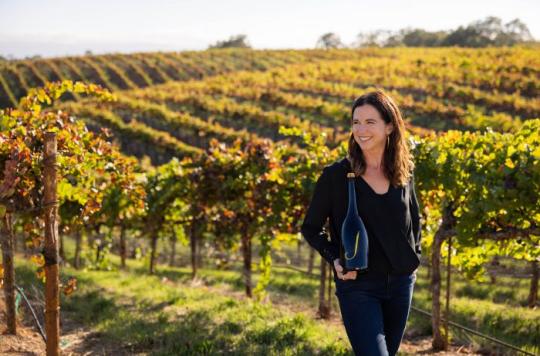 Nicole Hitchcock in vineyard
