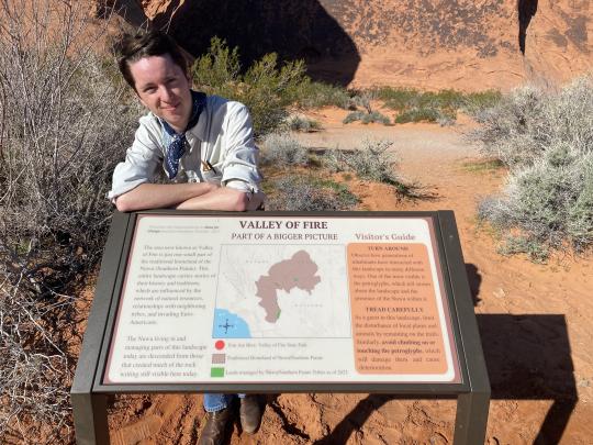 Patrick Lawler with interpretive signage