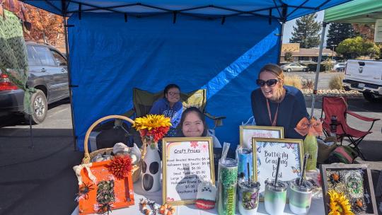 Farmer's market stand created by Pinney and students