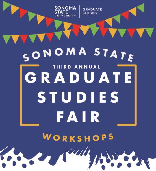 Decorative flyer for Graduate Studies Fair workshops